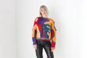 80s Hand Made Abstract Cut Out MOHAIR & WOOL Sweater