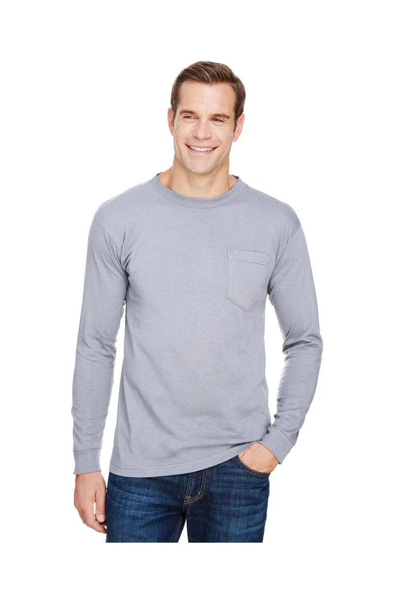 Bayside BA3055: Unisex Union-Made Long-Sleeve Pocket Crew T-Shirt