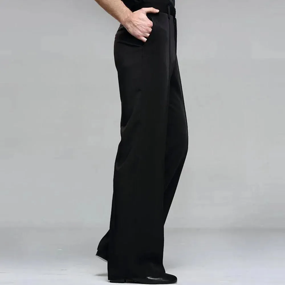Mens Latin Dance Pants – Black Pants Dance for Ballroom, Modern & Latin Dance Practice with Pocket and Belt