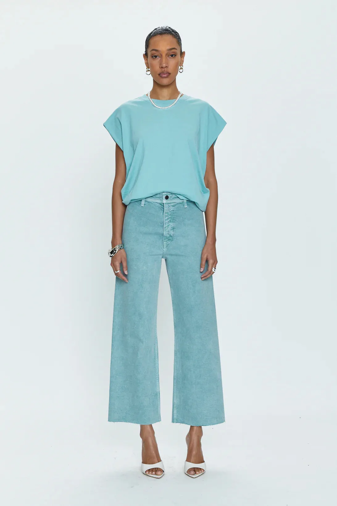 Pistola Penny Crop in Aqua Snow