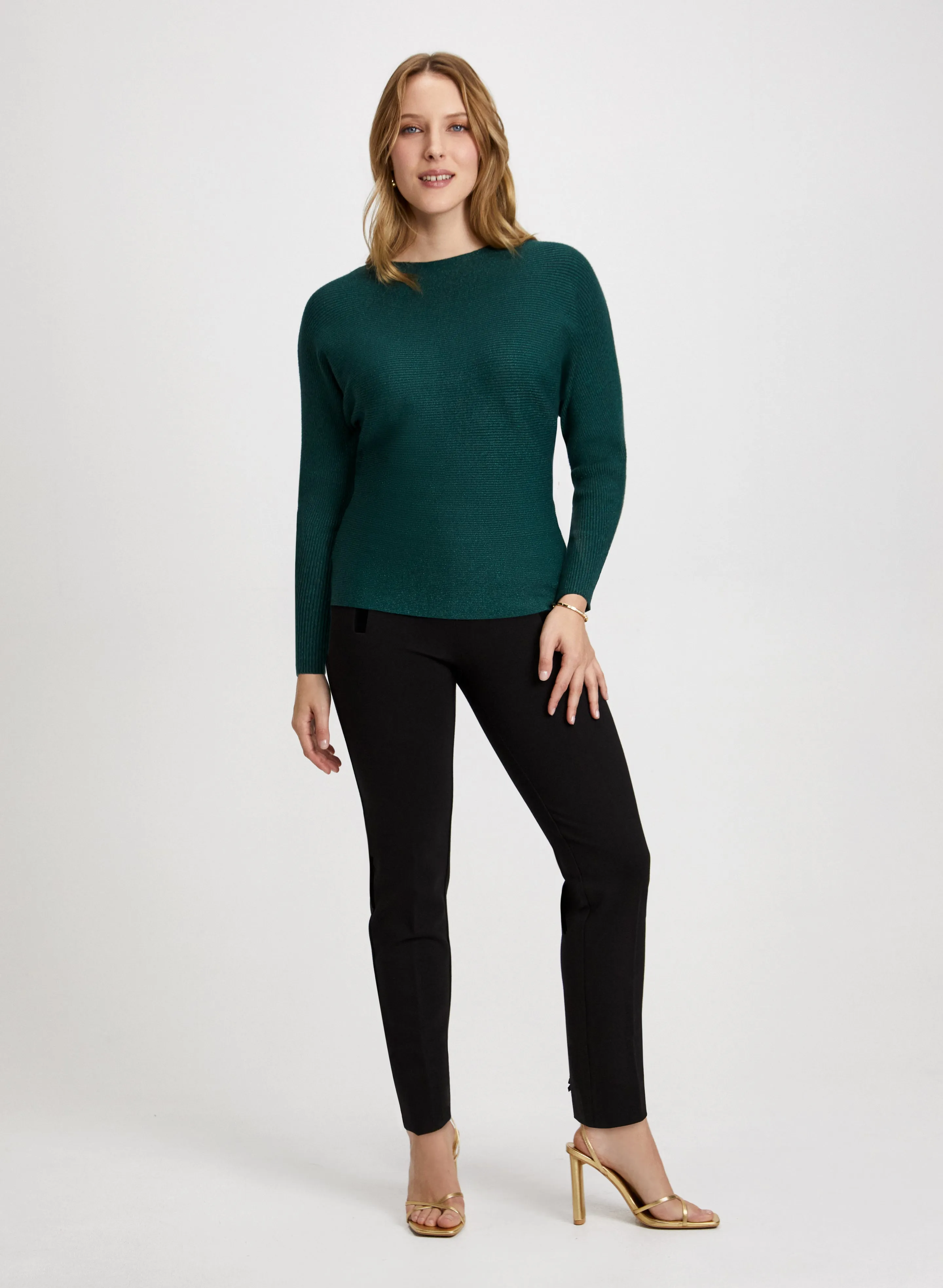 Shimmery Knit Sweater & Bow Detail Pants