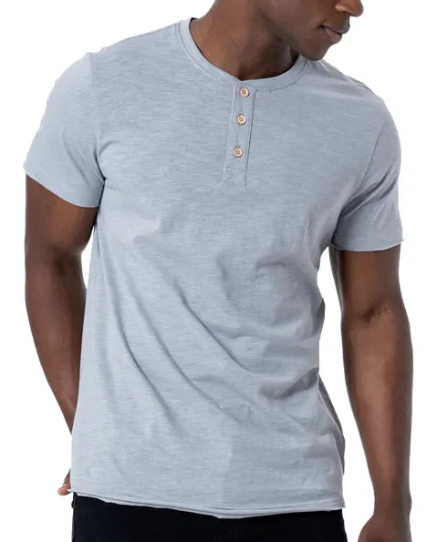 Silver Jeans Men's Slub Henley T-Shirt-Grey, Pink