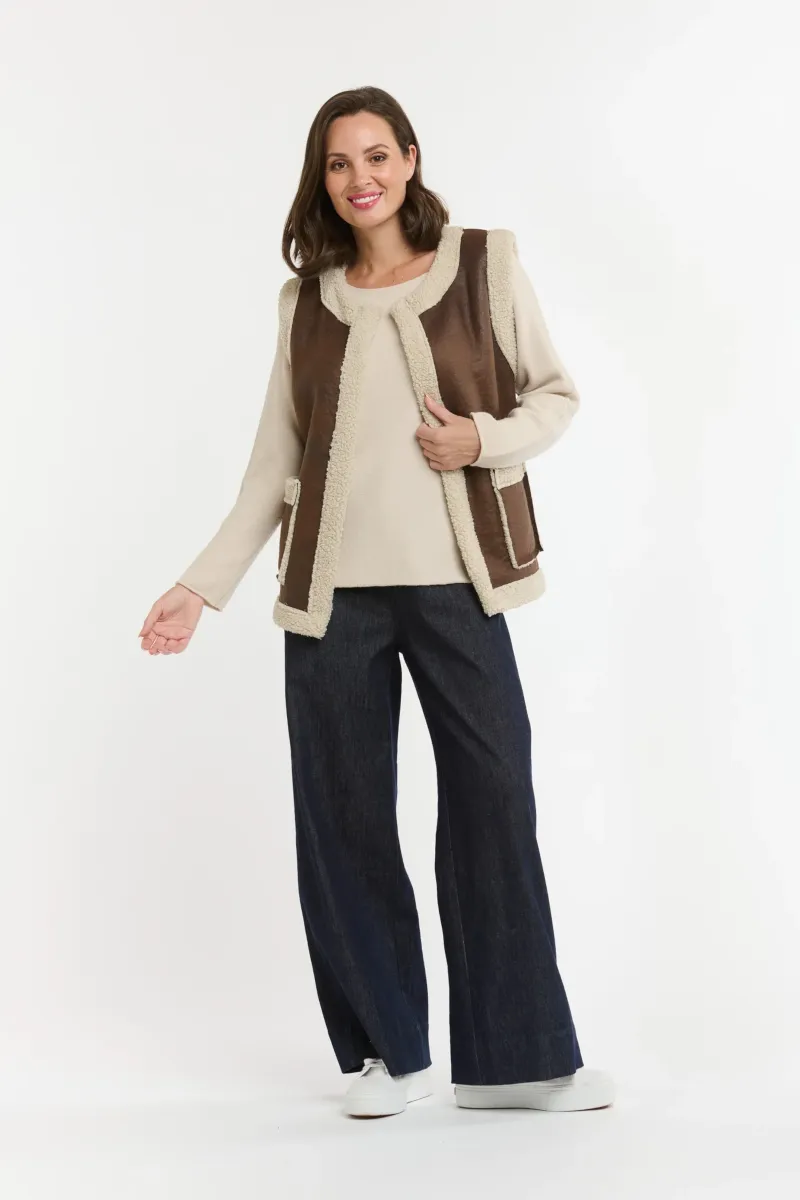 Urban  Luxury - Shearling Lined Faux Gilet Choc